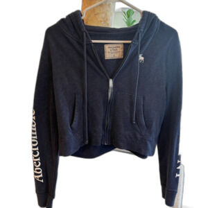 Vintage Abercrombie Fitch Zip-Up Woman's Hoodie Navy Blue Size M